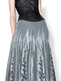 y2k silver embroidered whimsigoth maxi skirt / dress (os)