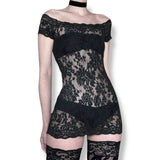 vintage sheer lace micro mini dress (m)