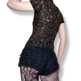vintage sheer gothic floral mock neck top (m)