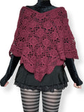autumn berry crochet knit hooded poncho (m-xl)
