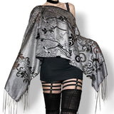 haunted garden floral fringed shawl (os)