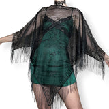 y2k black rose netted poncho (os)