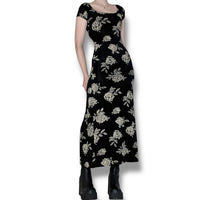 vintage whimsigoth rose maxi dress (s)