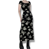 vintage whimsigoth rose maxi dress (s)