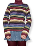 vintage autumn striped cotton turtleneck sweater (m)