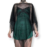 y2k black rose netted poncho (os)
