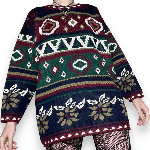 vintage geo floral sweater (os)