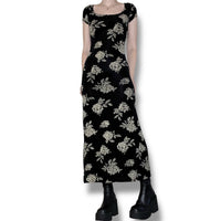 vintage whimsigoth rose maxi dress (s)