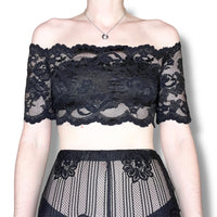 y2k off the shoulder lace top (m)