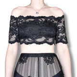 y2k off the shoulder lace top (m)