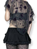 whimsigoth sheer velvet floral poncho (os)