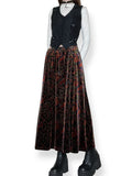 vintage whimsigoth velvet paisley maxi skirt (m)