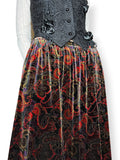 vintage whimsigoth velvet paisley maxi skirt (m)