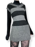 y2k striped knit mini sweater dress / tunic top (s)
