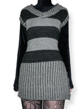 y2k striped knit mini sweater dress / tunic top (s)