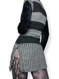 y2k striped knit mini sweater dress / tunic top (s)