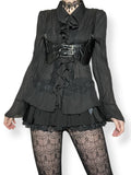 y2k vampire sheer ruffle blouse (l-xl)