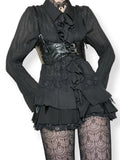 y2k vampire sheer ruffle blouse (l-xl)