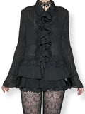y2k vampire sheer ruffle blouse (l-xl)