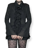 y2k vampire sheer ruffle blouse (l-xl)