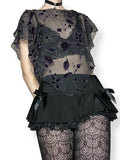 whimsigoth sheer velvet floral poncho (os)