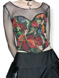 y2k floral tapestry corset top (s-m)