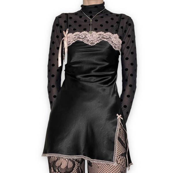 dark princess satin slip dress (xs-s)